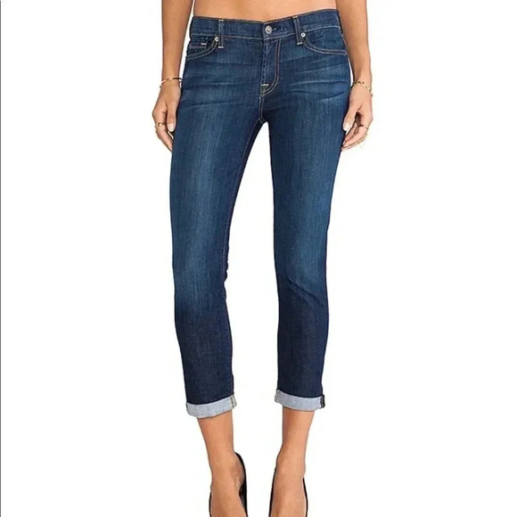 7 For All Mankind Skinny Crop & Roll Jeans - Picture 1 of 8
